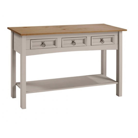 Corona Grey Wax 3 Drawer Console Table